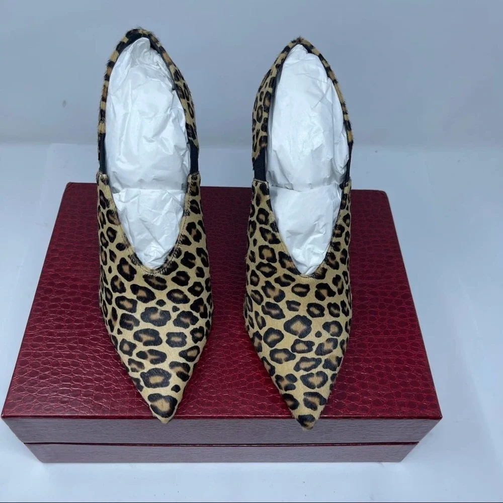 NWT Tamara Mellon League 105 Leopard Haircalf Booties SIZE 38.5 - Picture 8 of 12